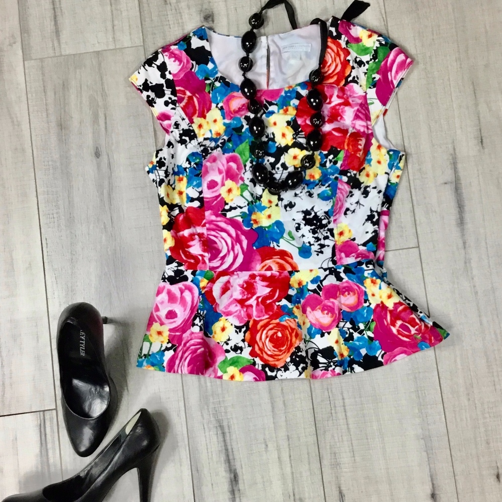 New York & Company peplum floral top